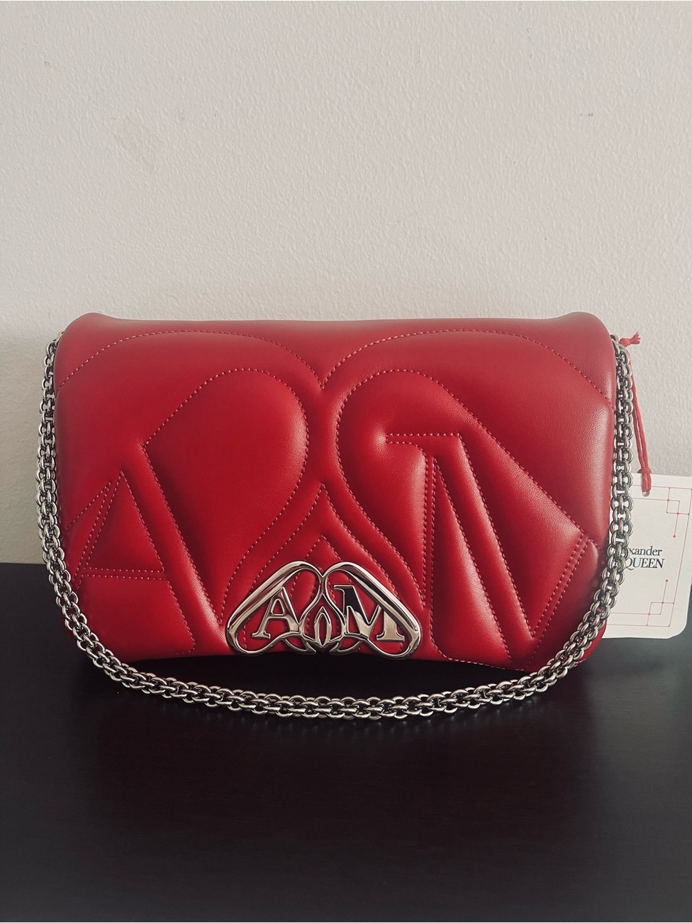 NWT Alexander McQueen Small Seal Quilted Chain Shoulder Bag with Crossbody Strap